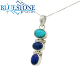 Sterling Silver Turquoise and Lapis Necklace -18"